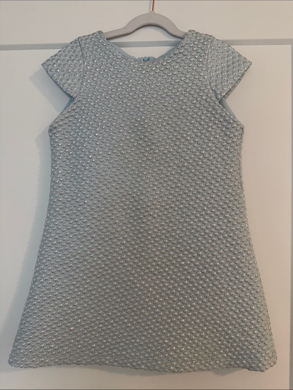 SUSAANNE LIVELY Girls' Sparkle A-Line Dress in Light Silver. Dressy!